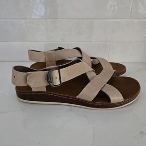 Chaco Wayfarer Tan Leather Flat Sandals Size 7 Womens